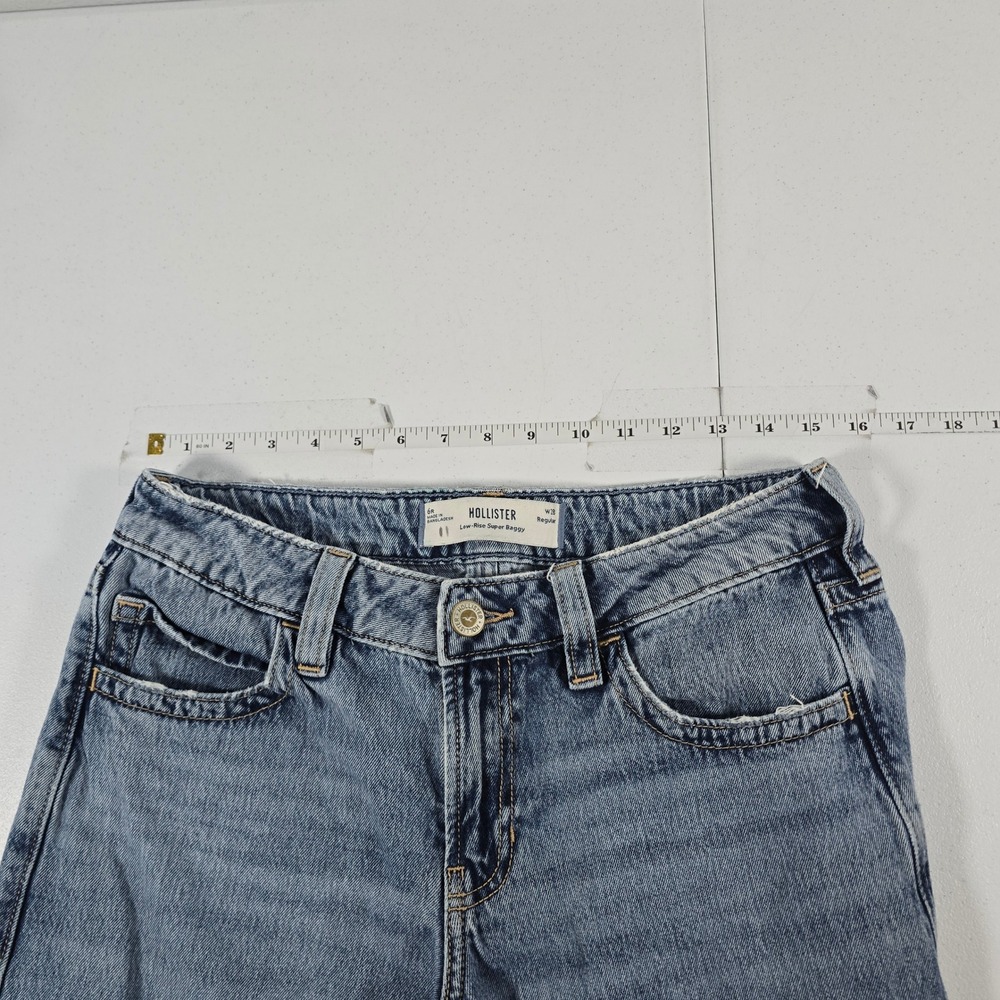 Hollister Low-Rise Super Baggy Jeans Medium Wash Blue Denim 6R W28 Regular - Picture 3 of 8